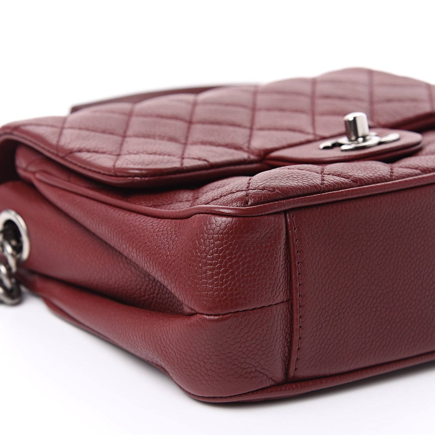 Caviar Quilted Small Rock In Rome Flap Burgundy