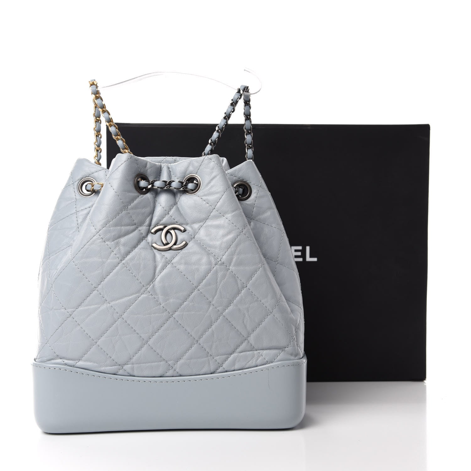 Chanel Aged Calfskin Quilted Small Gabrielle Backpack Light Blue 11 of 11