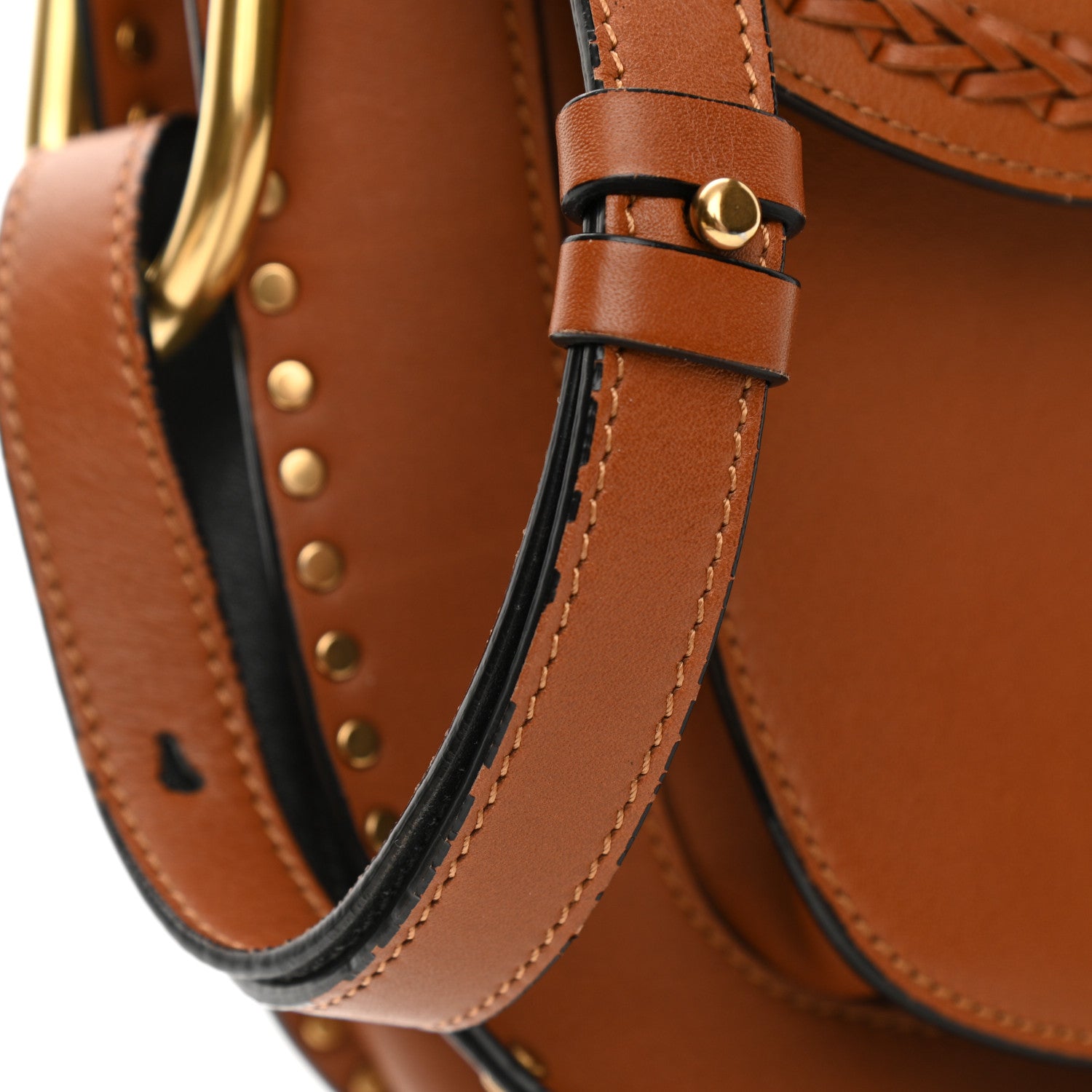 Chloe Calfskin Braided Medium Hudson Shoulder Bag Caramel 10 of 12