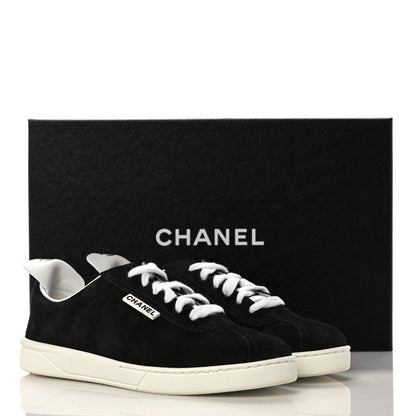 Chanel Suede Womens CC Sneakers 37 Black 8 of 8