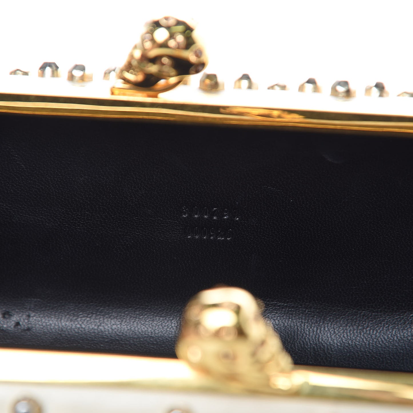 Nappa Studded Twin Skull Box Clutch Ivory
