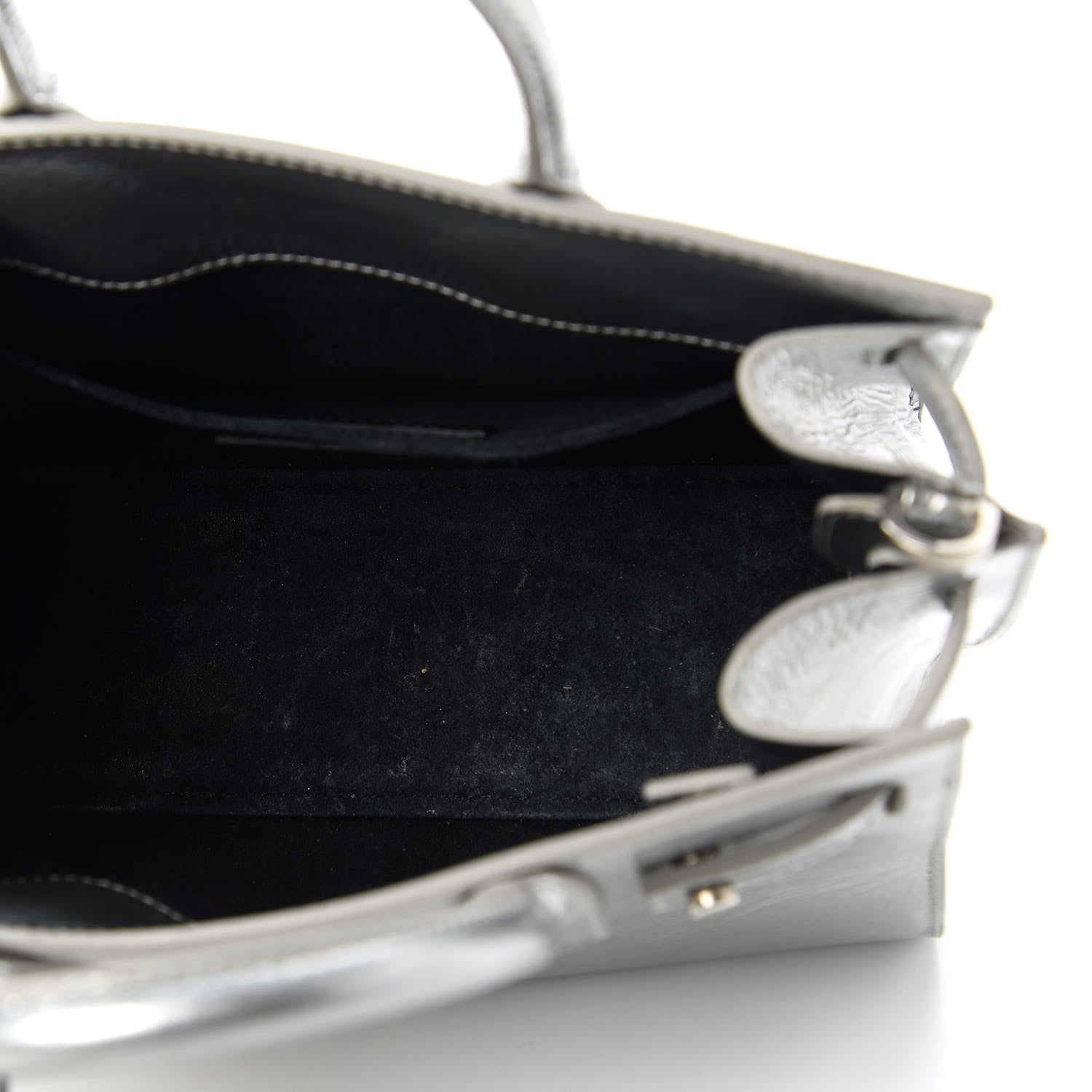 Saint Laurent Metallic Crinkled Calfskin Nano Supple Sac De Jour Silver 5 of 11
