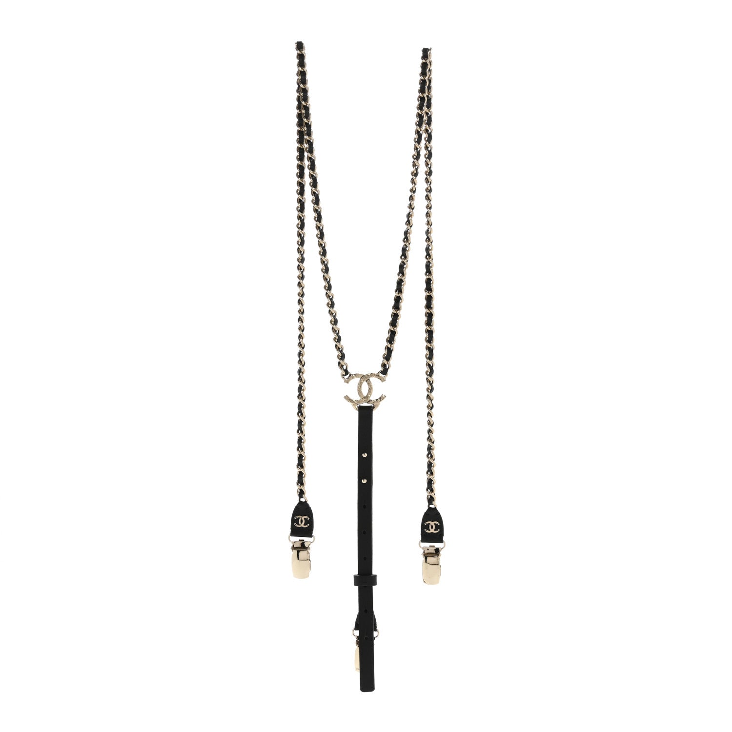 Chanel Calfskin CC Chain Suspenders M Black 1 of 4