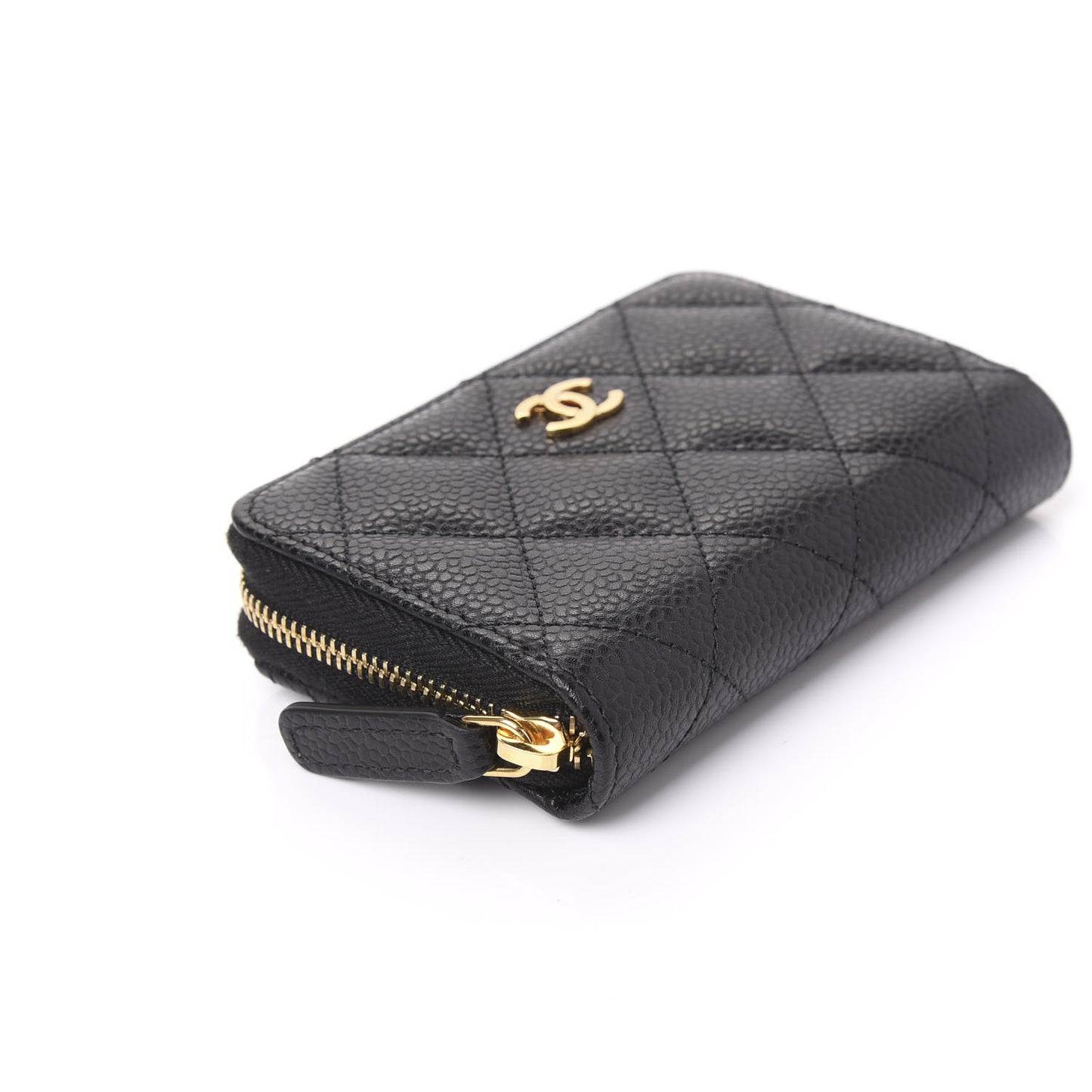 Caviar Quilted Zip Coin Purse Black