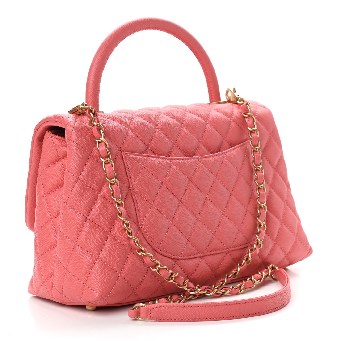 Caviar Quilted Small Coco Handle Flap Pink