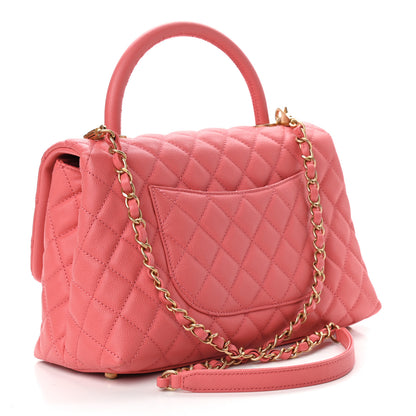 Chanel Caviar Quilted Small Coco Handle Flap Pink 3 of 9