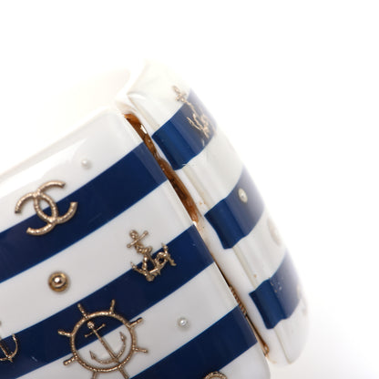 Chanel Resin Pearl Stripe CC Cuff White Navy 10 of 10