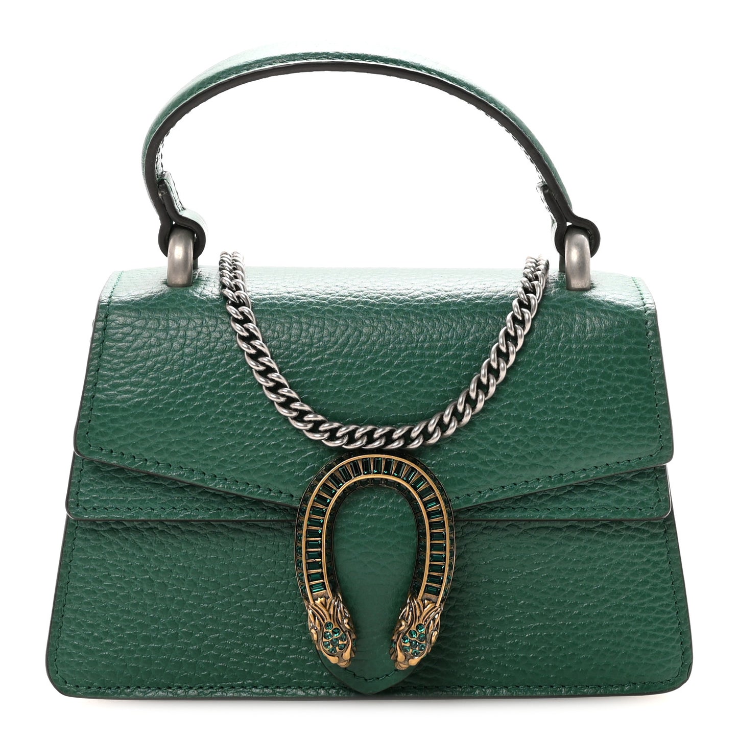 Dollar Calfskin Crystal Mini Dionysus Top Handle Bag Emerald