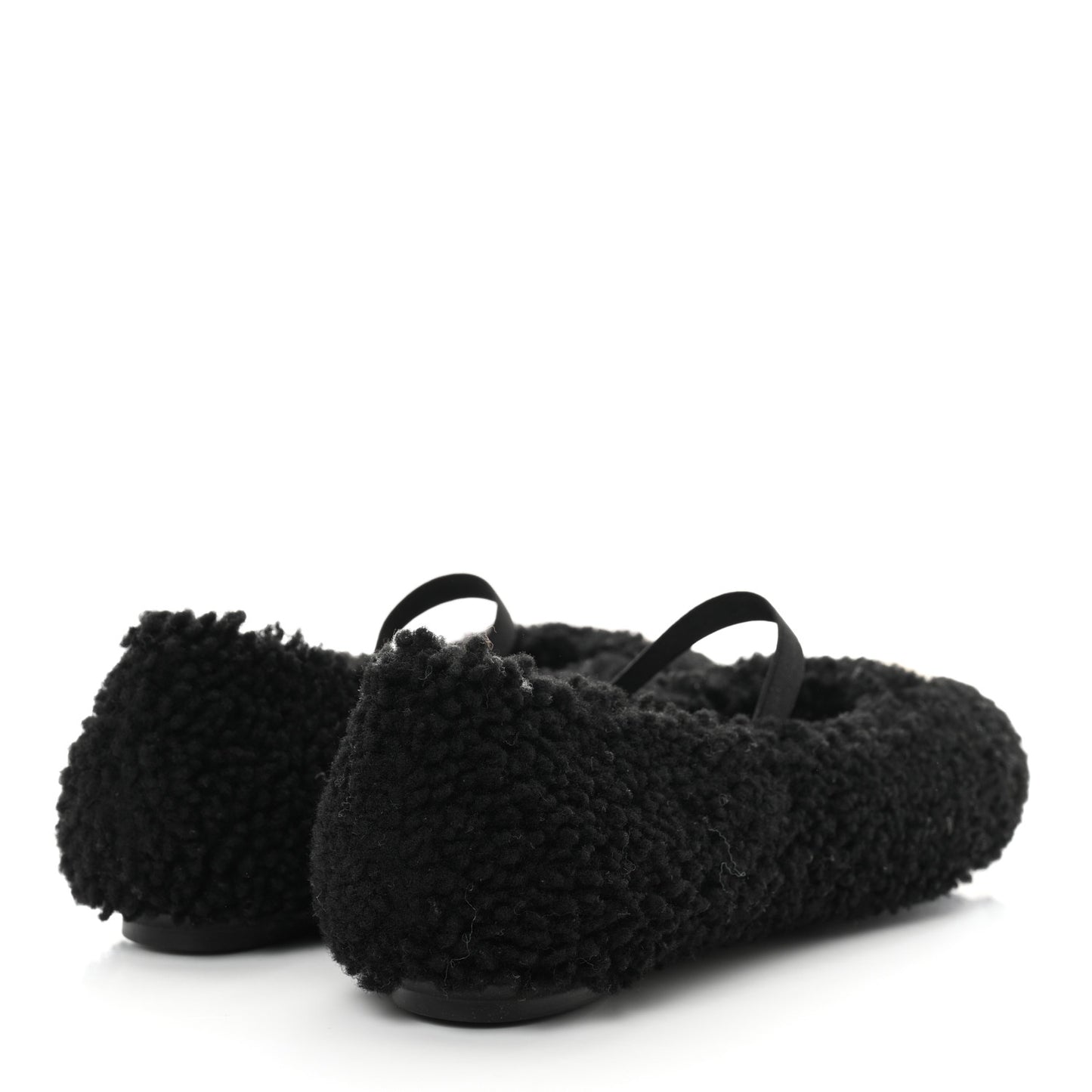 Shearling Popi Ballerina Flats 40 Black