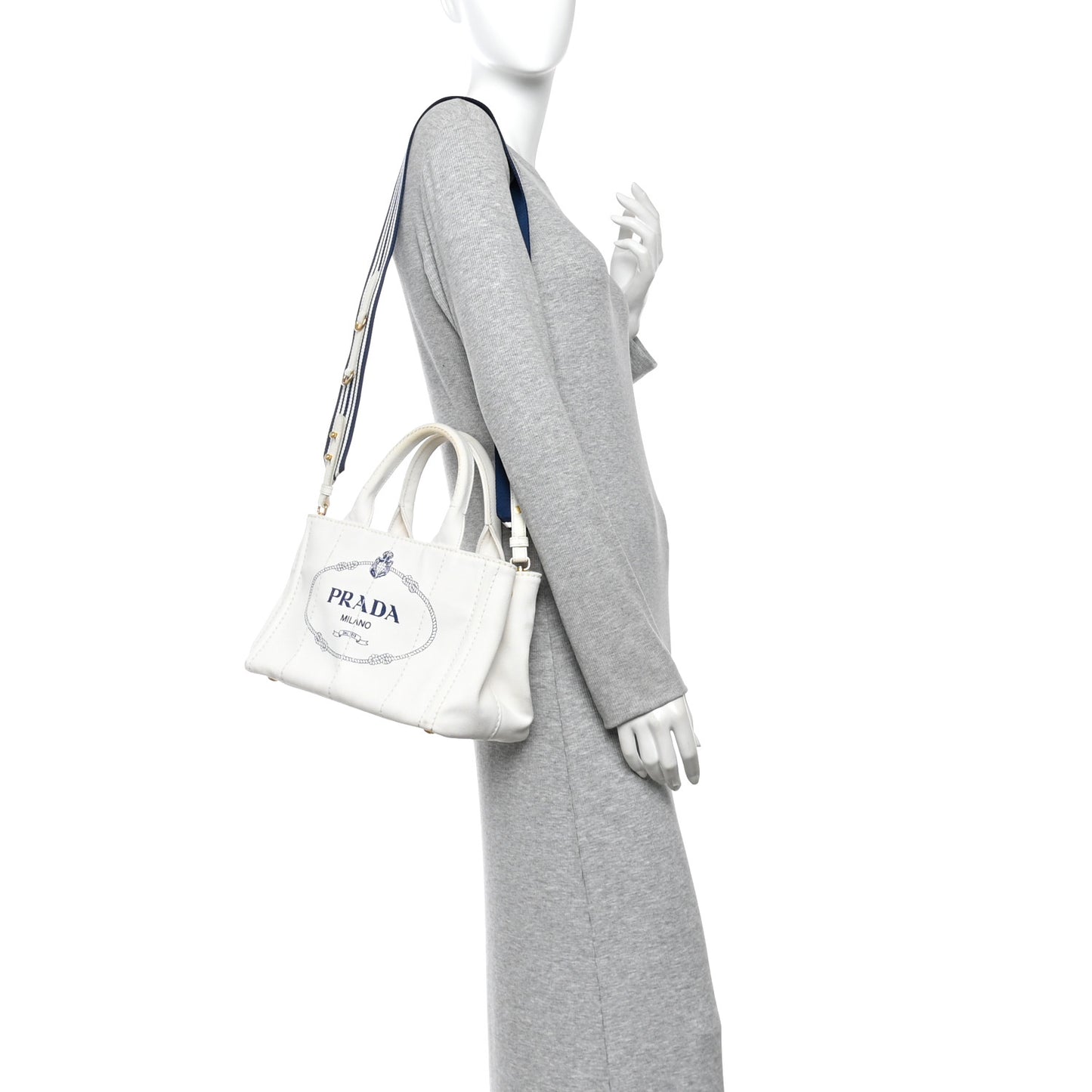 Canapa Small Logo Tote White Blue