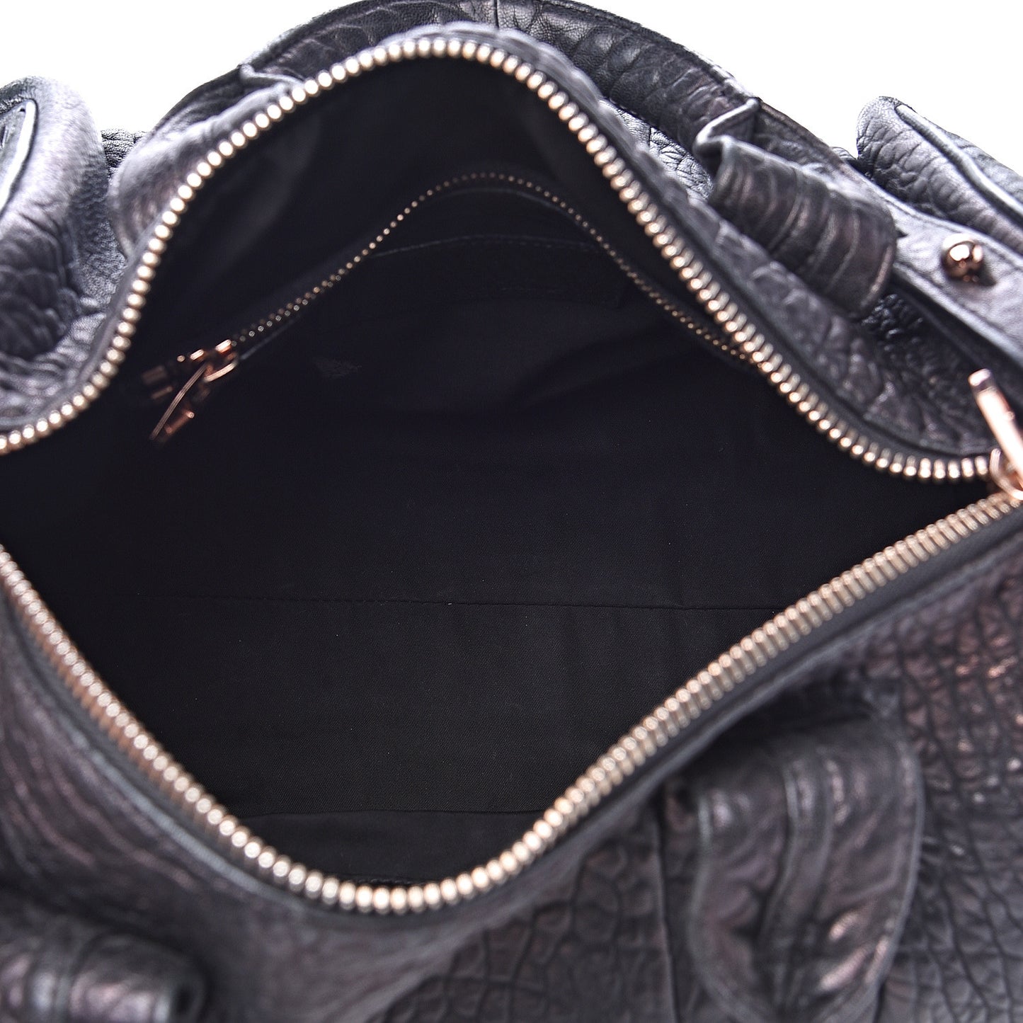 Pebbled Lambskin Rocco Black Rose Gold Hardware