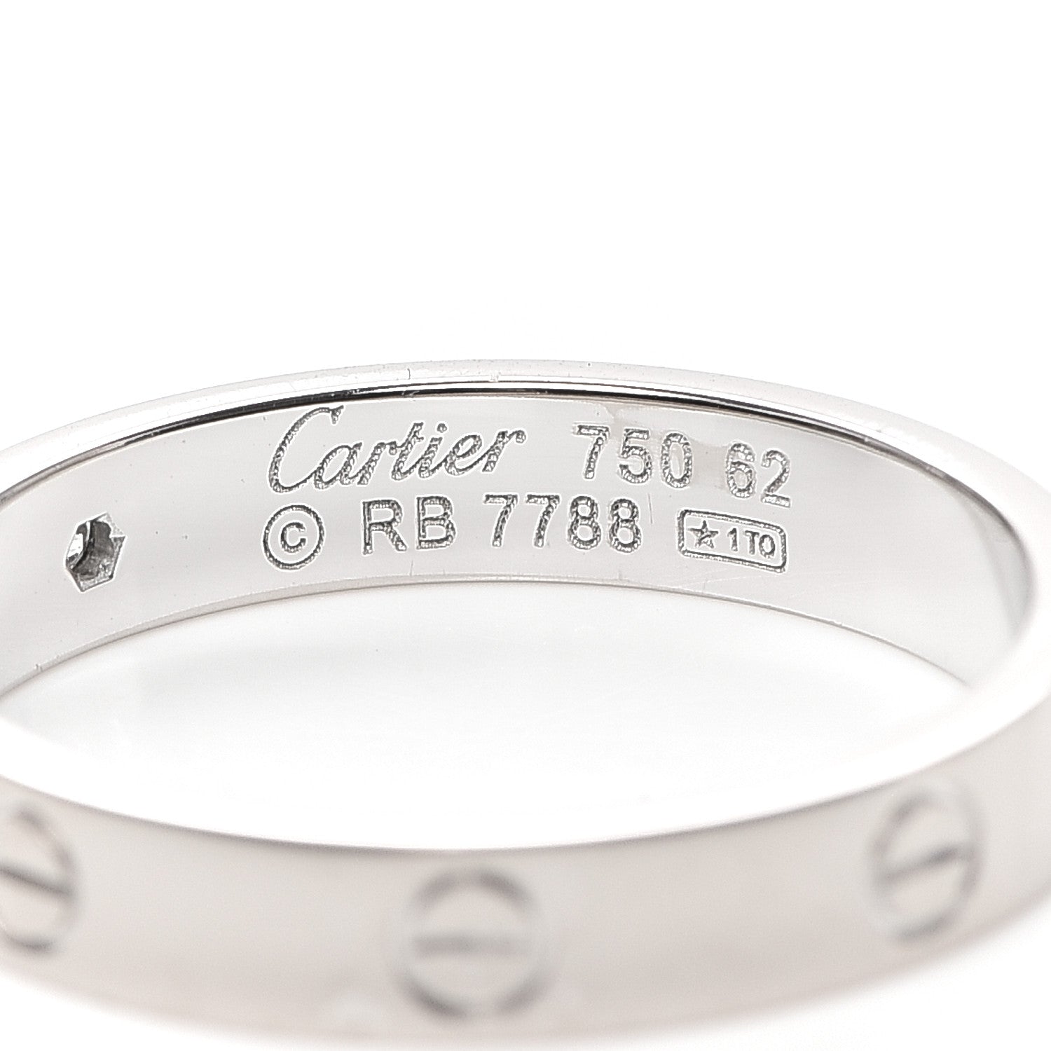 Cartier 18K White Gold Diamond 4mm LOVE Wedding Band Ring 62 10 4 of 5