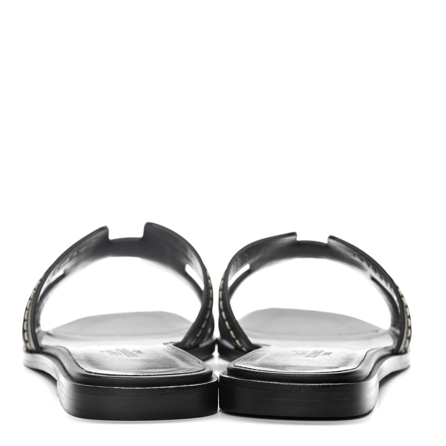 Hermes Calfskin Pique Oran Sandals 36.5 Black 6 of 10