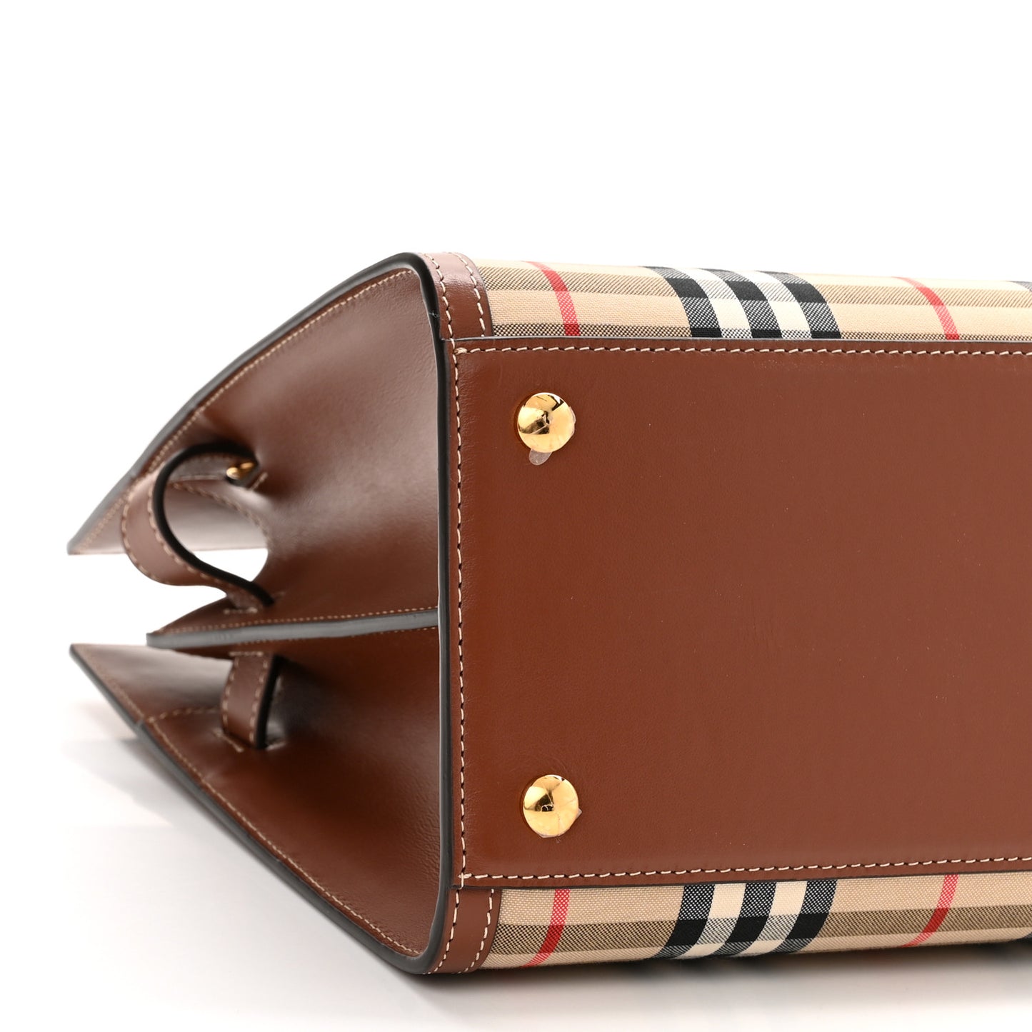Calfskin Vintage Check Two Handle Title Bag Archive Beige