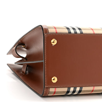 Burberry Calfskin Vintage Check Two Handle Title Bag Archive Beige 8 of 10