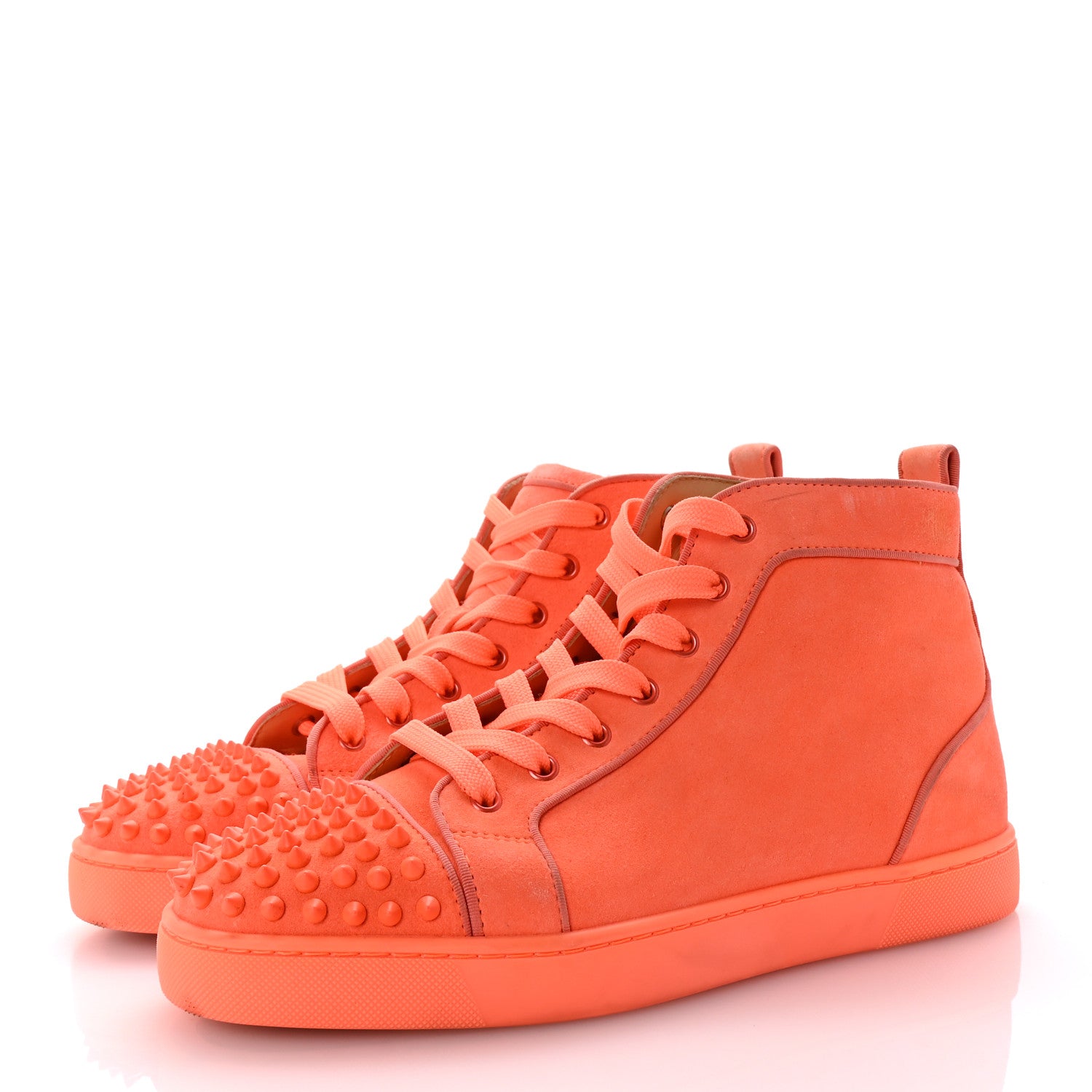 Christian Louboutin Veau Velours Mens Louis Orlato Flat Spikes Sneakers 42 Melon May 4 of 8