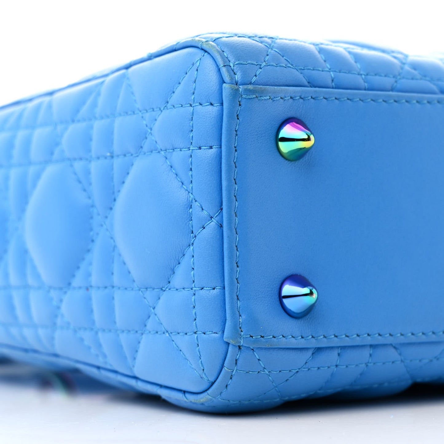 Lambskin Cannage Small Lady Dior Bright Blue