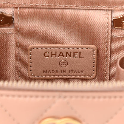 Chanel Lambskin Quilted Top Handle Mini Vanity Case With Chain Beige 6 of 10