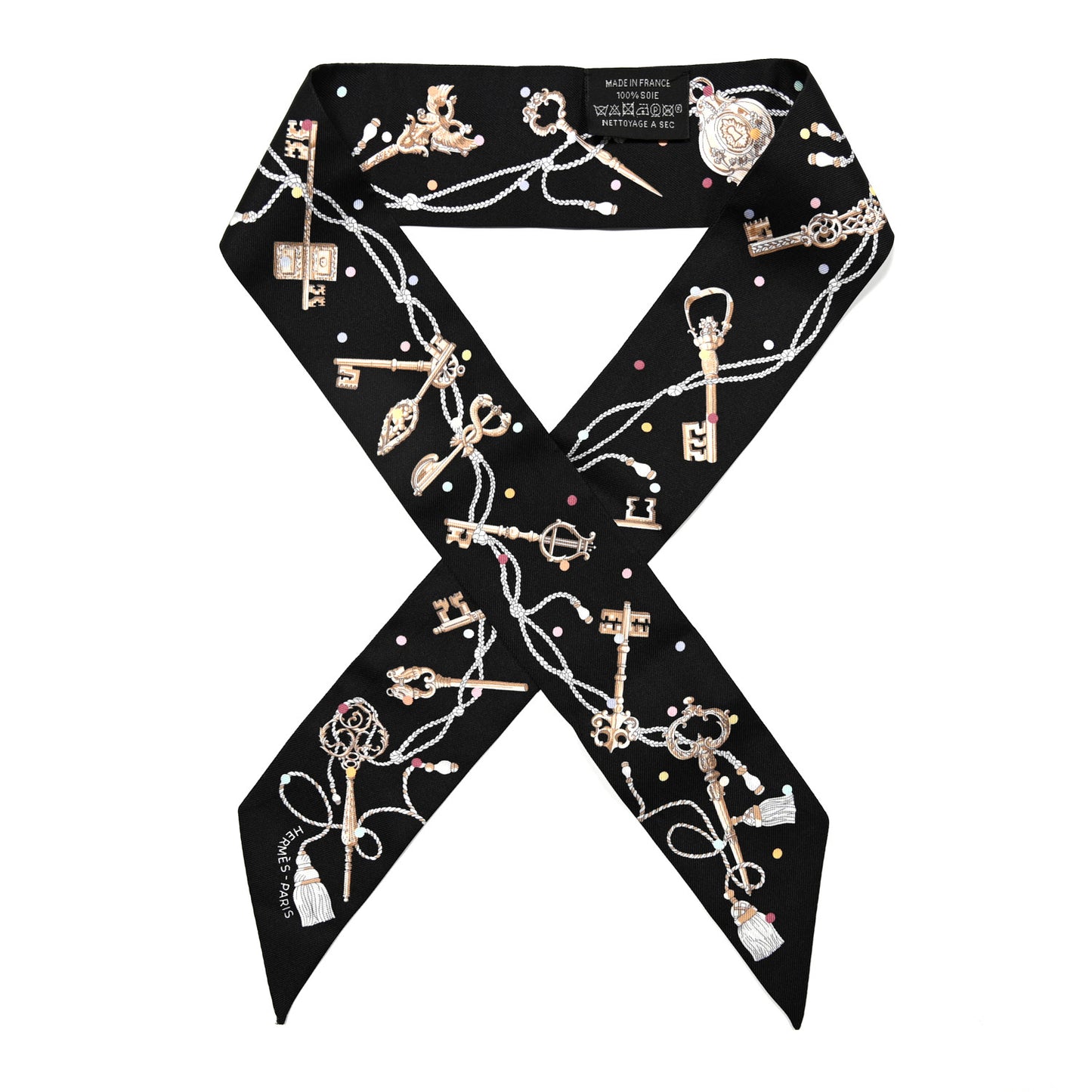 Silk Les Cles A Pois Twilly Black Beige Rose Multicolor