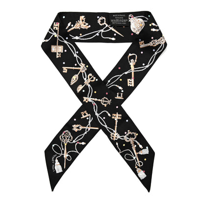 Hermes Silk Les Cles A Pois Twilly Black Beige Rose Multicolor 1 of 4