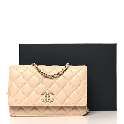 Chanel Caviar Quilted Coco Candy Wallet On Chain WOC Beige 10 of 10