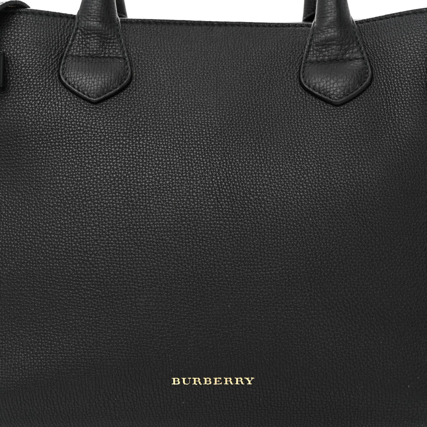 Burberry Grainy Calfskin House Check Medium Banner Tote Black 9 of 16