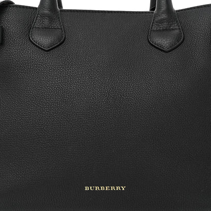 Burberry Grainy Calfskin House Check Medium Banner Tote Black 9 of 16