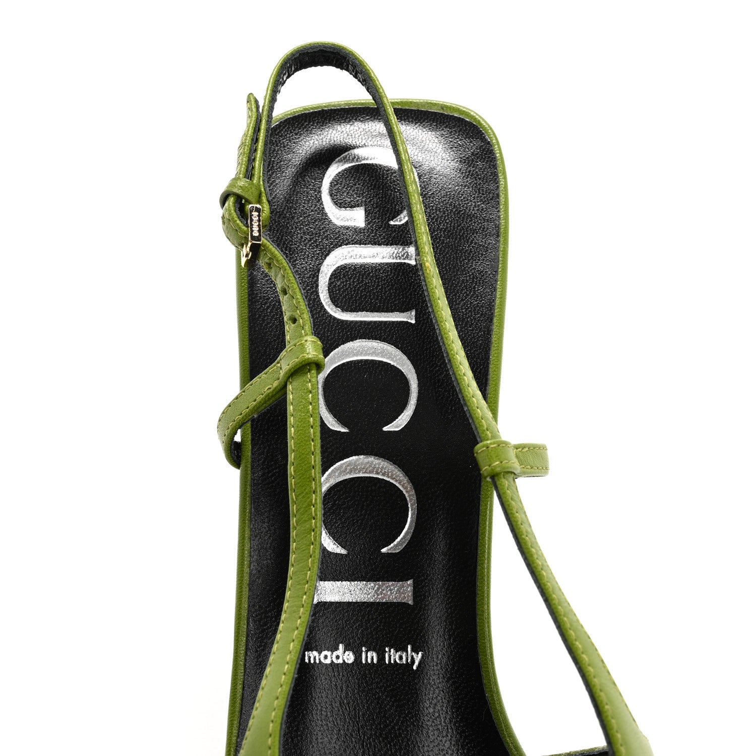Gucci Moire Fabric Malaga Kid Crystal GG Monogram Square G 75mm Slingback Pumps 40 Lemon Leaf 7 of 9
