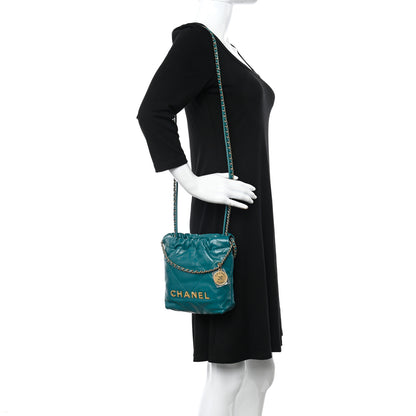 Chanel Shiny Calfskin Quilted Mini Chanel 22 Green 2 of 11