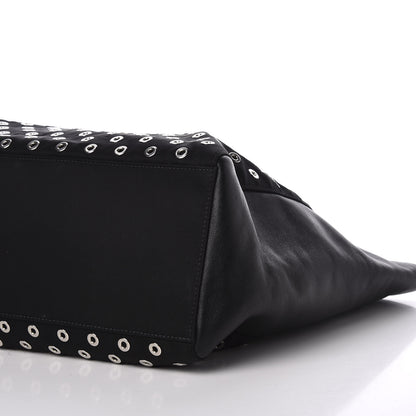 Prada Tessuto Nylon Calfskin Grommet Tote Black 6 of 12