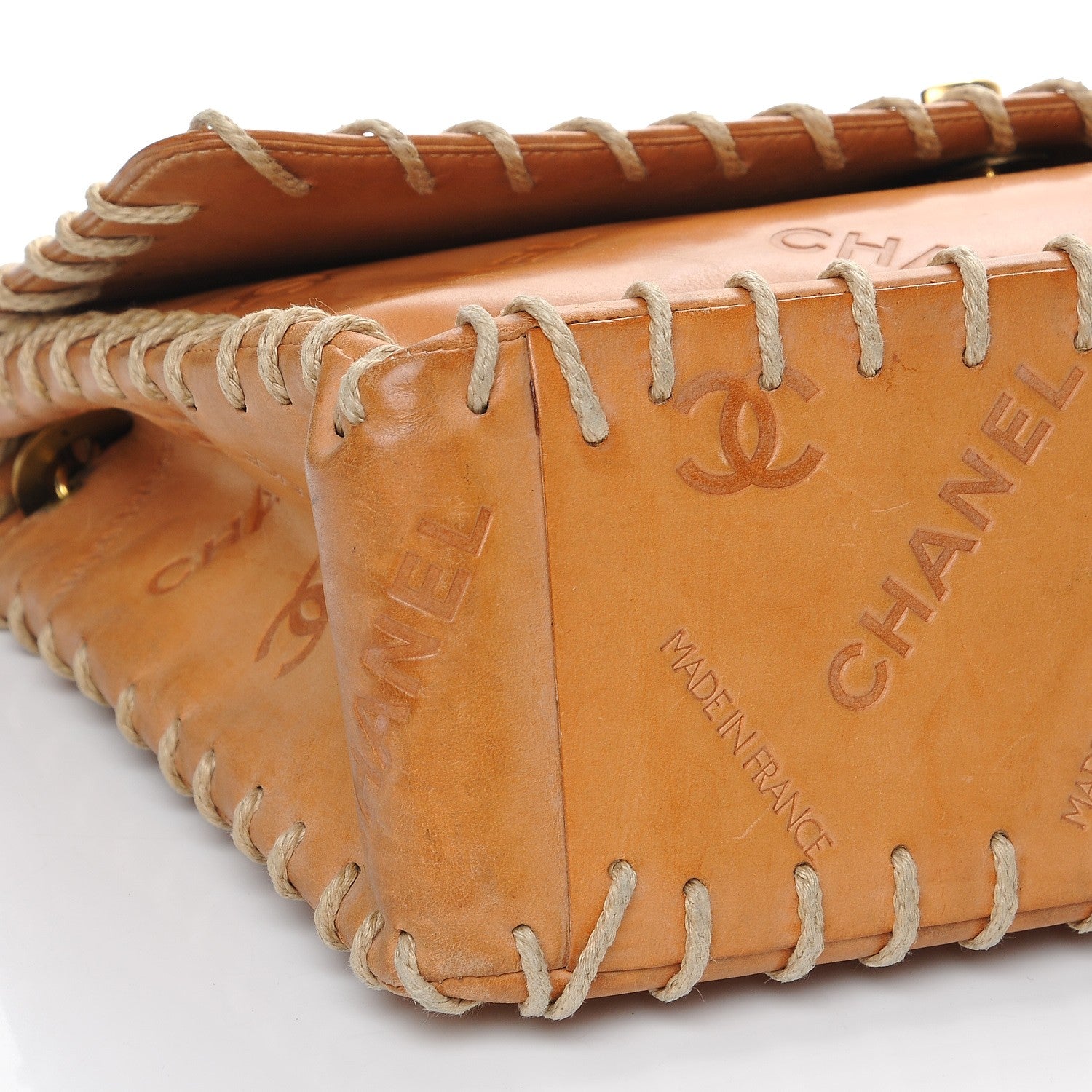 Chanel Calfskin Embossed XL Jumbo Flap Natural 17 of 20