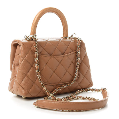 Chanel Caviar Lizard Embossed Quilted Extra Mini Coco Handle Flap Brown 3 of 11