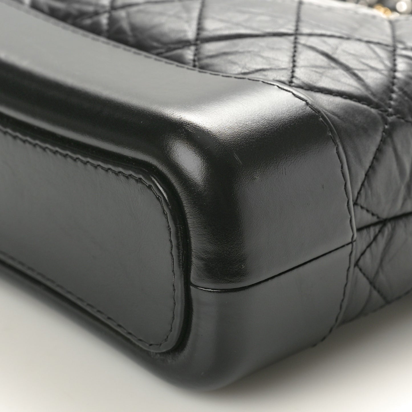 Aged Calfskin Quilted Small Gabrielle Hobo Black