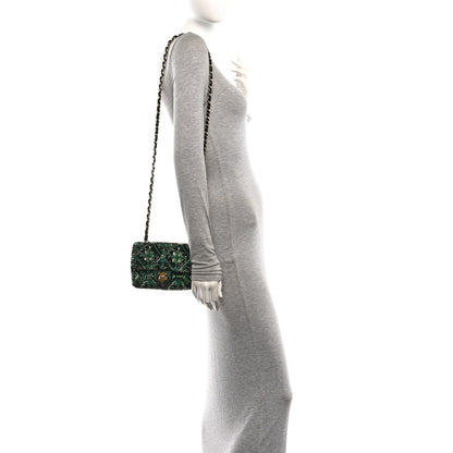 Chanel Sequin Mosaic Mini Rectangular Flap Green Black 2 of 12