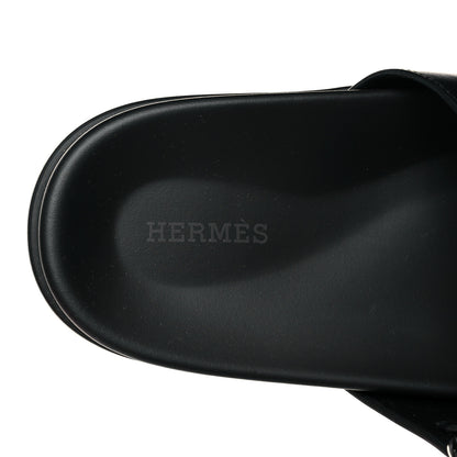 Hermes Calfskin Mens Chypre Sandals 43 Black 7 of 9