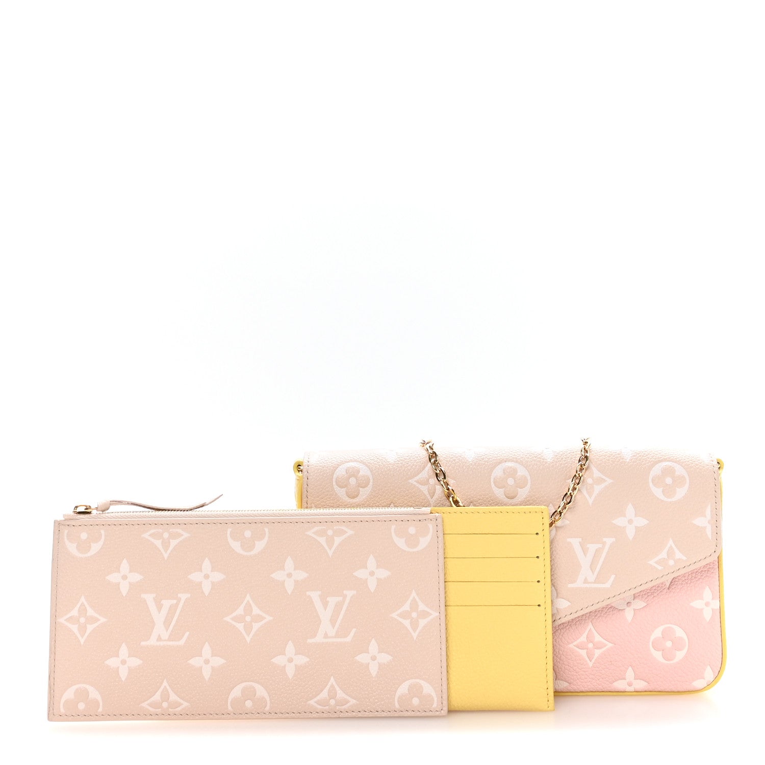 Louis Vuitton Empreinte Spring in the City Felicie Pochette Chain Wallet Pink Beige Yellow 2 of 9