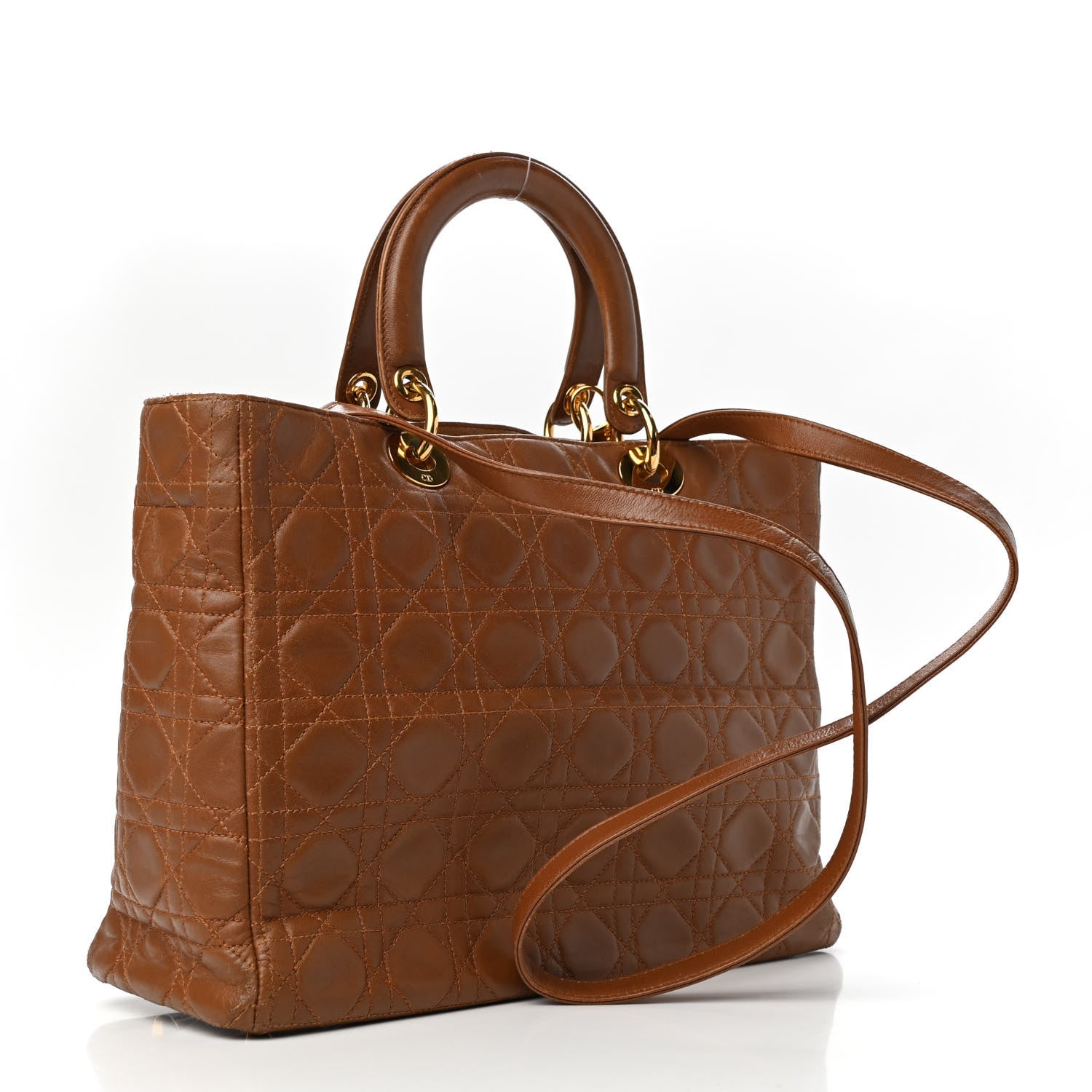 Christian Dior Lambskin Cannage Large Lady Dior Tan 3 of 11