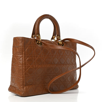 Christian Dior Lambskin Cannage Large Lady Dior Tan 3 of 11