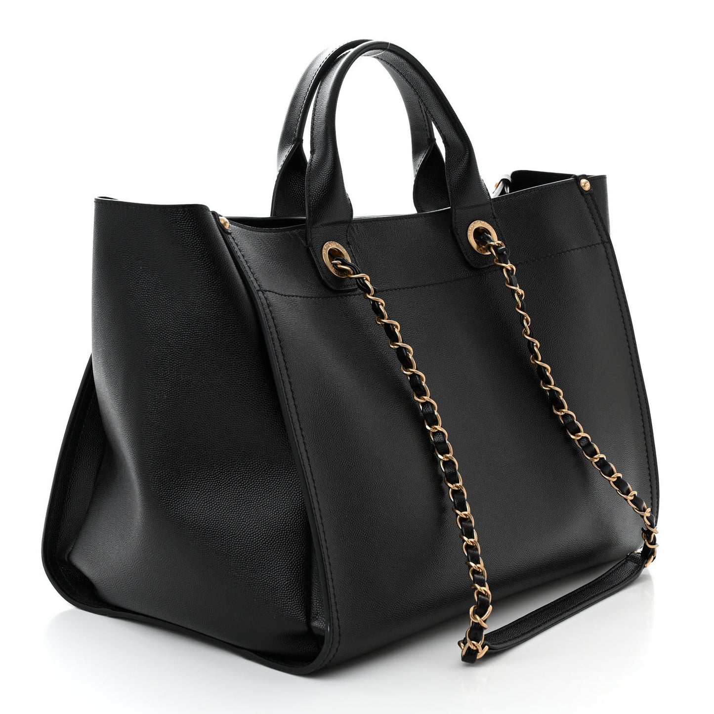 Caviar Medium Studded Deauville Tote Black
