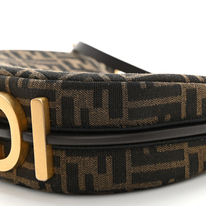 Fendi Fabric Jacquard Vitello Grace FF 1974 Mini Fendigraphy Hobo Bag Tobacco Moro Ebano 10 of 12
