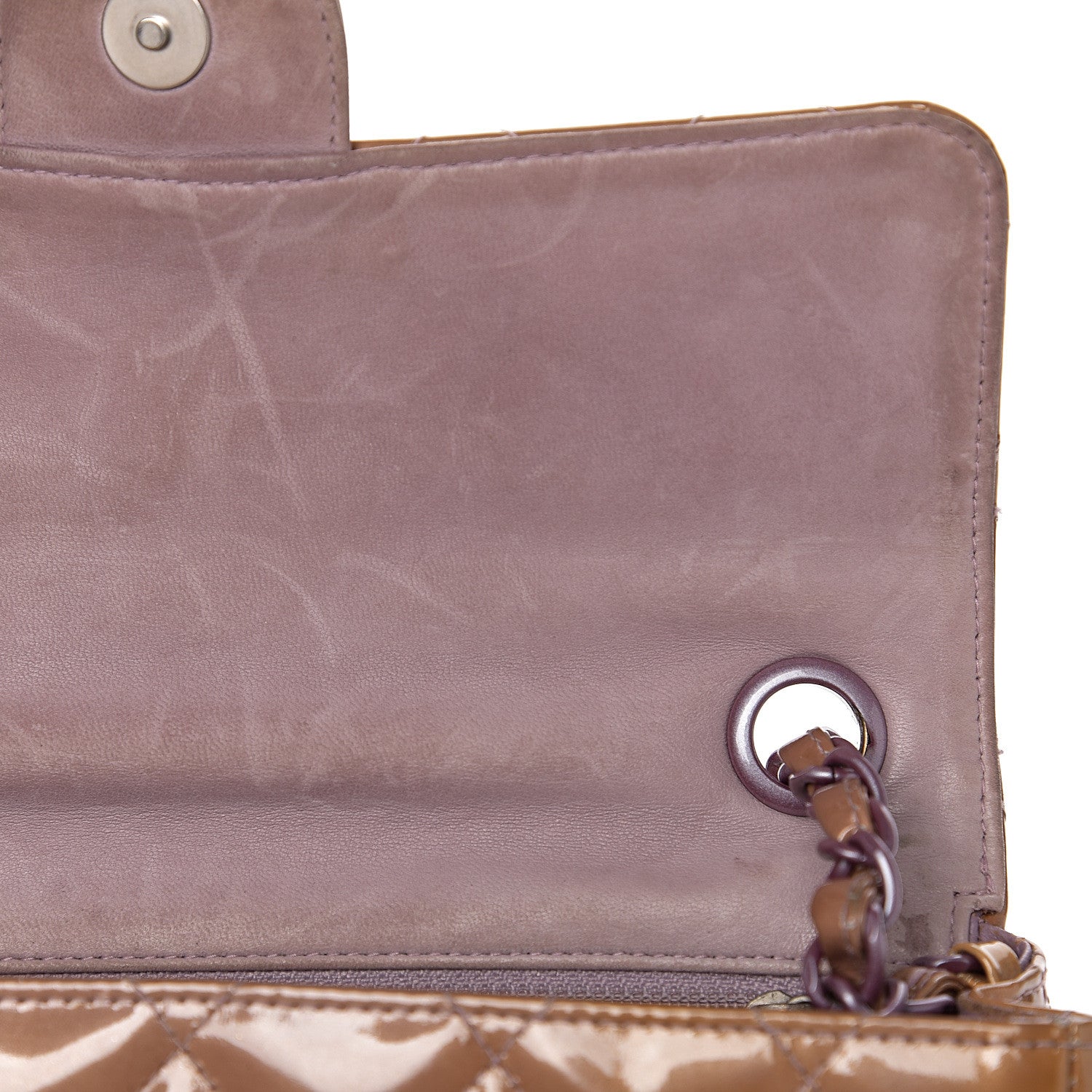 Chanel Patent Calfskin Quilted Mini Rectangular Flap Dark Beige 8 of 18