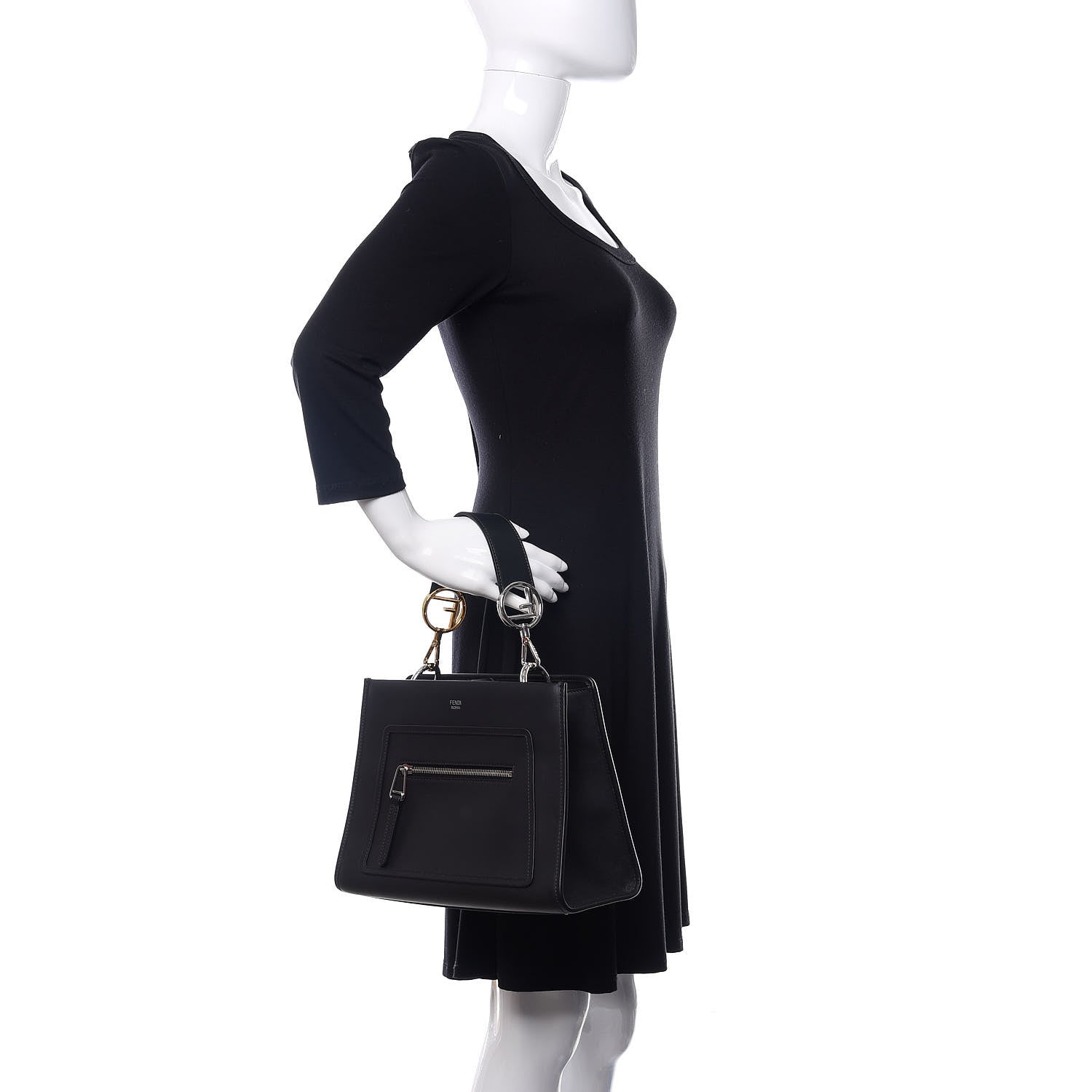 Fendi Vitello Century Opaco F is Fendi Small Runaway Satchel Black 2 of 9