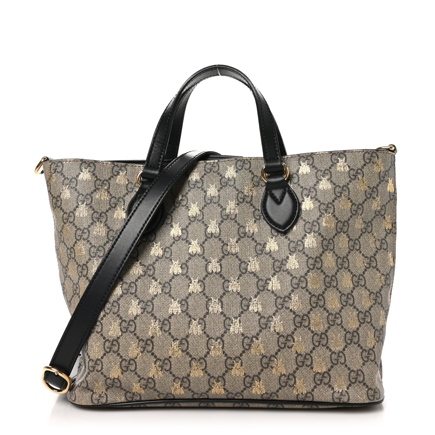 Gucci Soft GG Supreme Monogram Bees Small Crossbody Tote Beige Oro Black 1 of 10