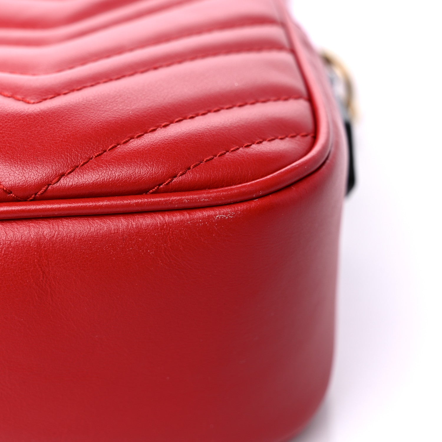 Gucci Calfskin Matelasse Small GG Marmont Chain Shoulder Bag Hibiscus Red 11 of 12
