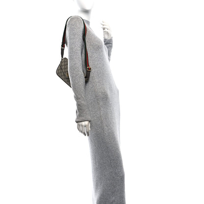 Gucci GG Supreme Monogram Textured Dollar Calfskin Web Mini Ophidia Envelope Shoulder Bag Beige Ebony New Acero 2 of 9