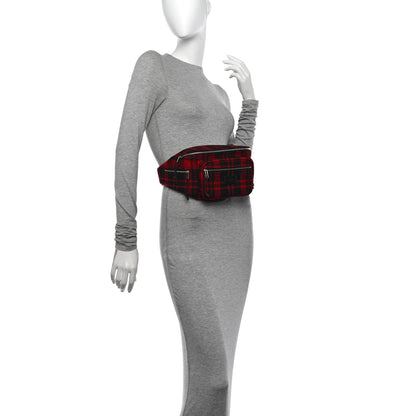 Saint Laurent Wool Tartan Body Belt Bag Red Black 2 of 11