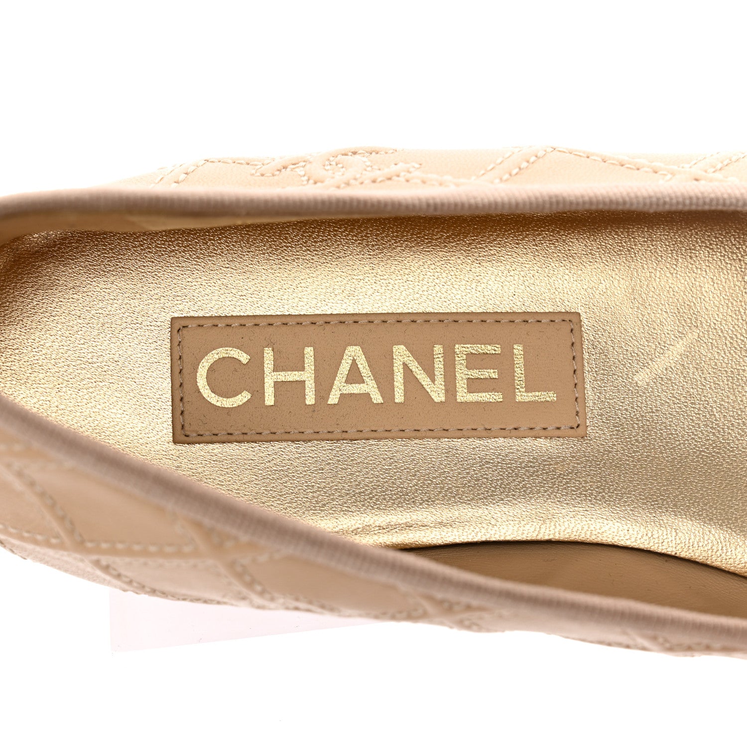 Chanel Lambskin Patent Double Stitched CC Cap Toe Ballerina Flats 40.5 Ivory Black 7 of 11
