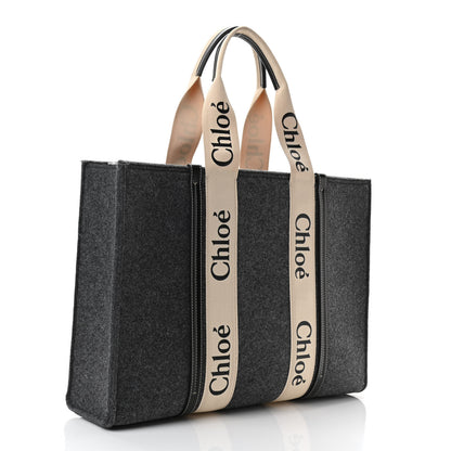 Chloe Felt Large Woody Ribbon Tote Cashmere Grey 3 of 10