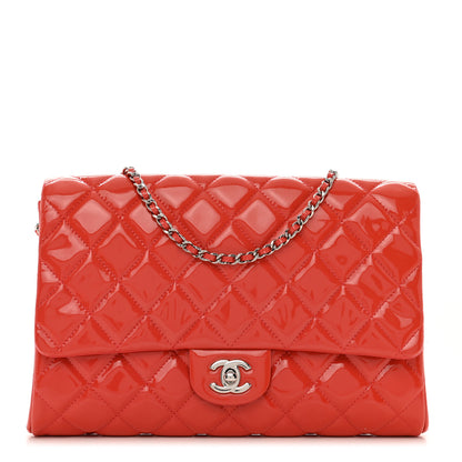 Chanel Patent Quilted Clutch with Chain Flap Orange 1 of 10