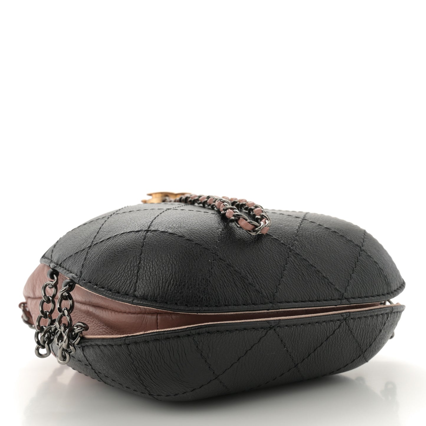 Calfskin Quilted Small Gabrielle Bucket Beige Black